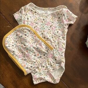 Gerber Floral Baby Onesie with Matching Burp Cloth